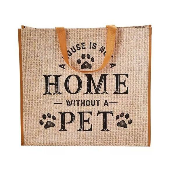 Set of 5 "A House Is Not A Home Without A Pet" Paw Print Large Tote Bags - Picture 1 of 2